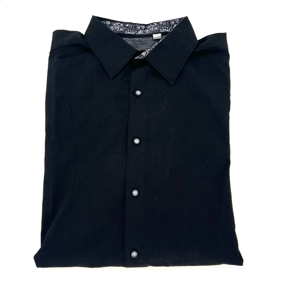 Robert Graham Men’s Classic Fit Black Paisley and Stripe Button Front Shirt 4XL
